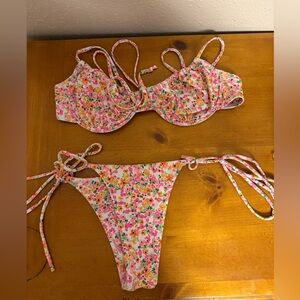Kulani Kinis Floral Bikini Set - Pink and Orange